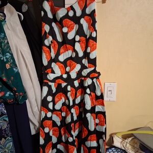 Stylish Black and Red Midi Dress